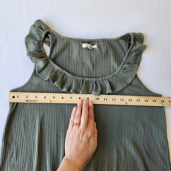 Madewell Ruffle Ribbed Pointelle Sleeveless Tank Top Cute Feminine Extra Small - Picture 10 of 11
